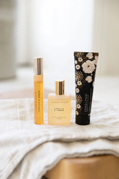 Hand Cream and Perfume Oil Rollerball Set - Vanilla & Amber